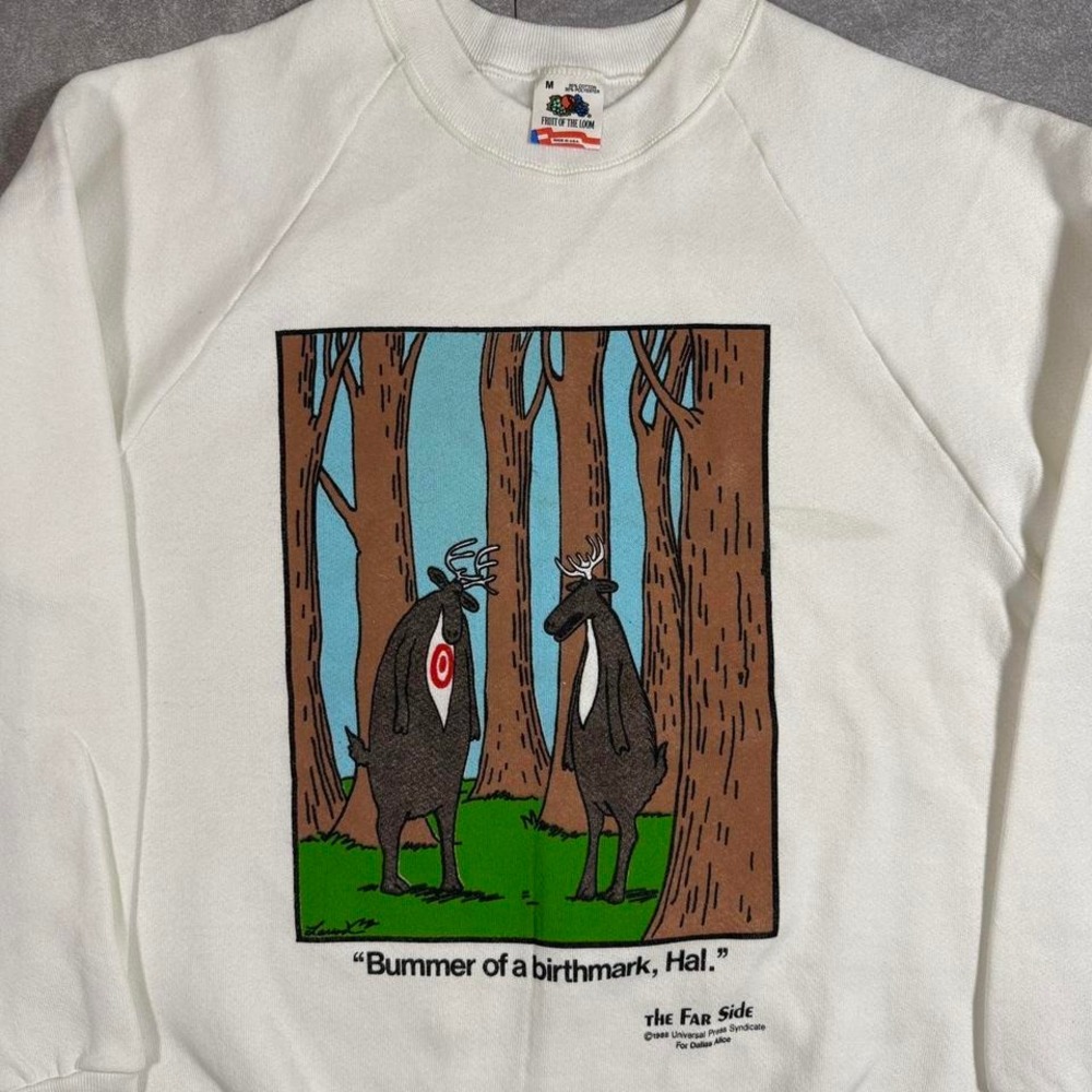 Vintage 1988 The Far Side Crewneck — "Bummer of a birthmark, Hal."